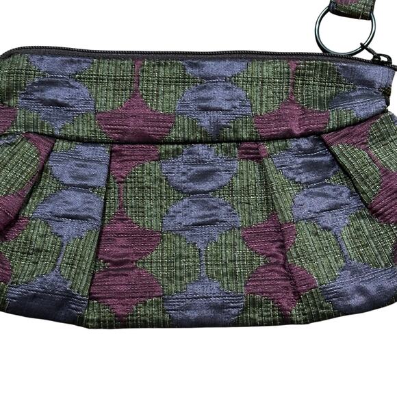 Maruca hand made in Boulder Colorado fabric wristlet clutch purse green purple - Picture 7 of 7